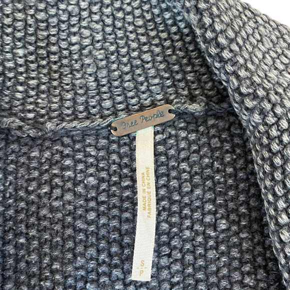 Free People Charcoal Knit Zip Front Sweater Moto Jacket Small - Picture 5 of 6